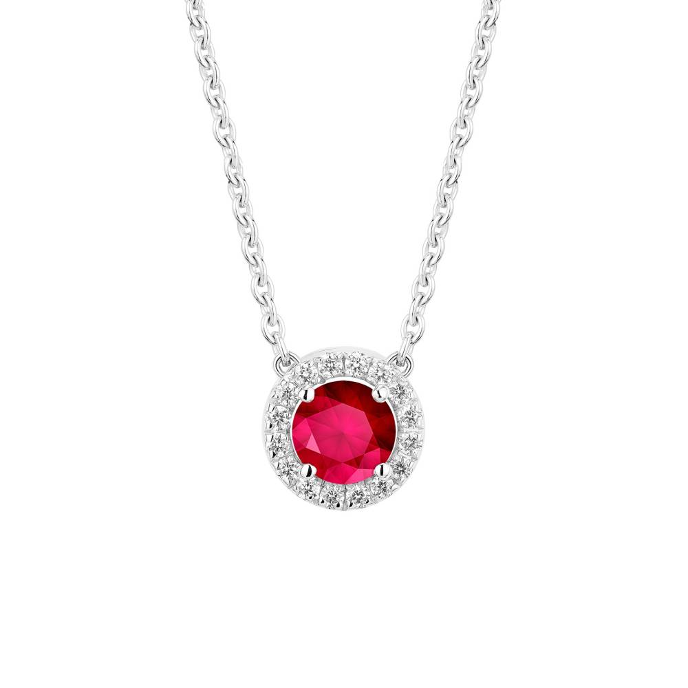 Pendentif Or blanc Rubis et diamants Rétromantique S 2