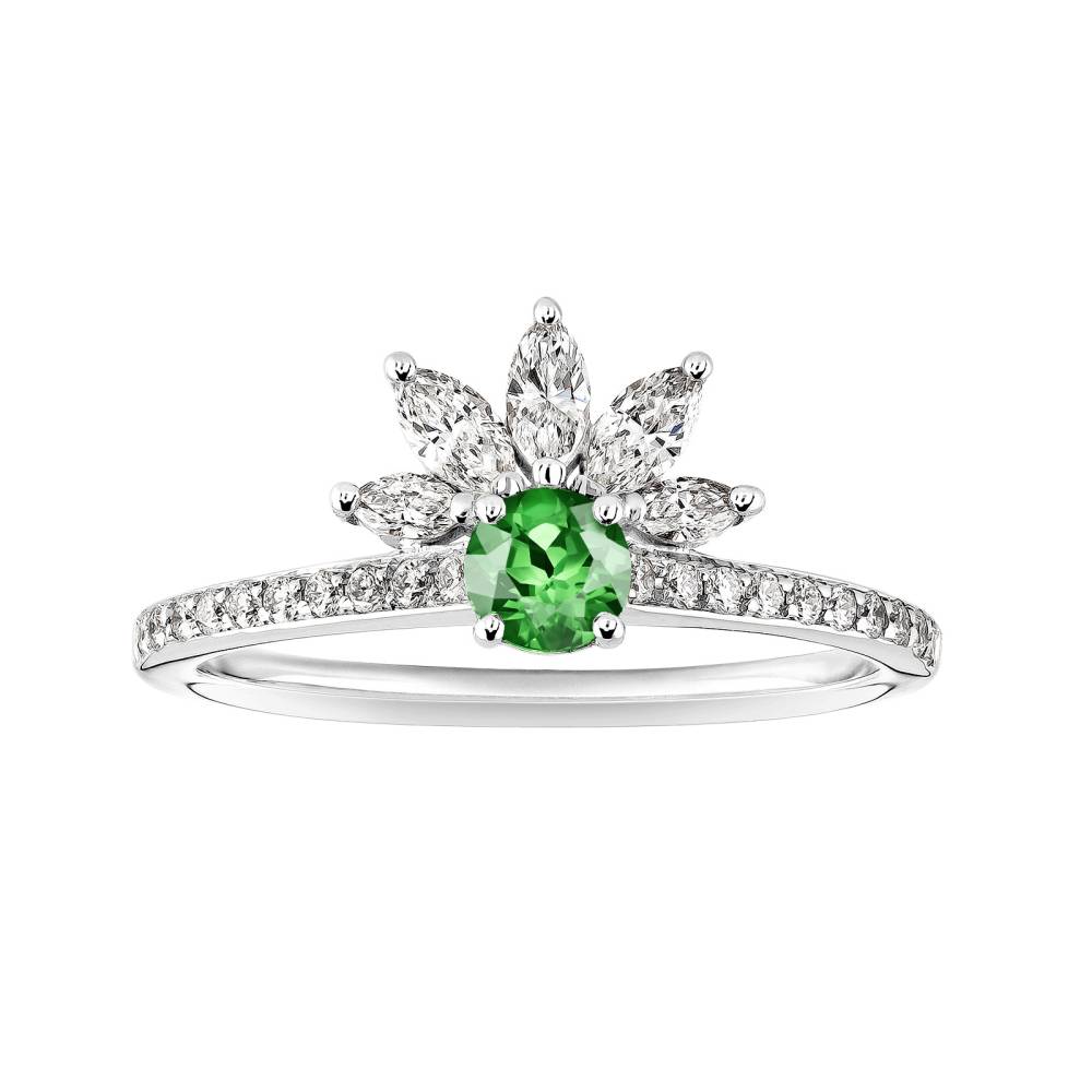 Bague Platine Tsavorite et diamants EverBloom Pavée 4 mm 2