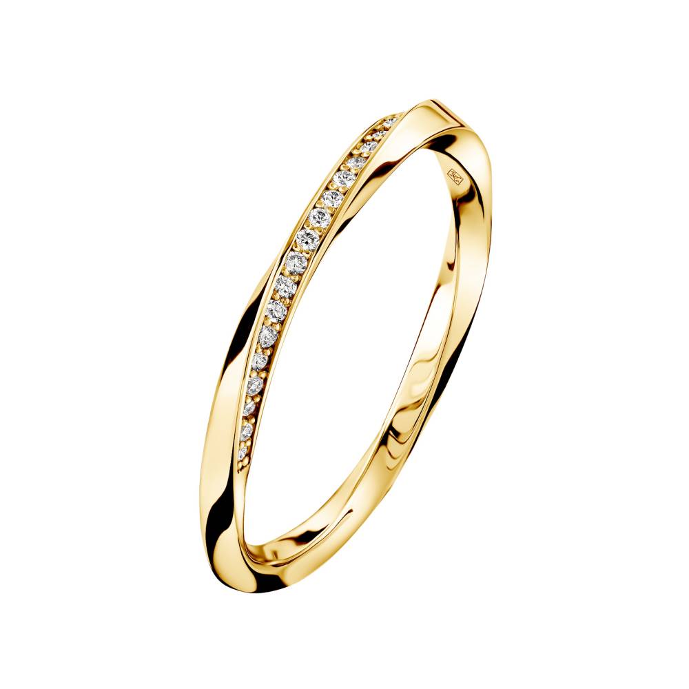 Ring Yellow gold Diamond Mathurins 2 mm Pavée 2