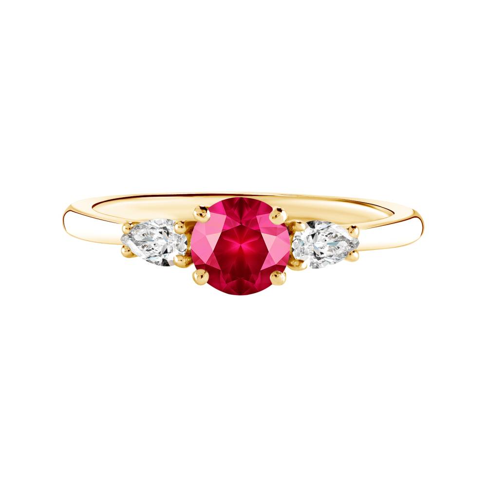 Ring Gelbgold Rubin und diamanten Little Lady Duo de Poires 2