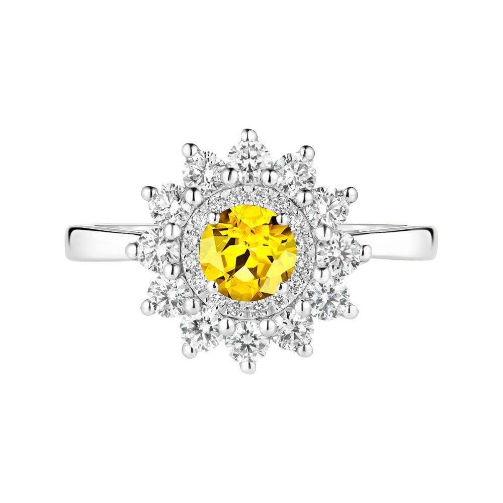 Bague Or blanc Saphir Jaune et diamants Lefkos 5 mm 2