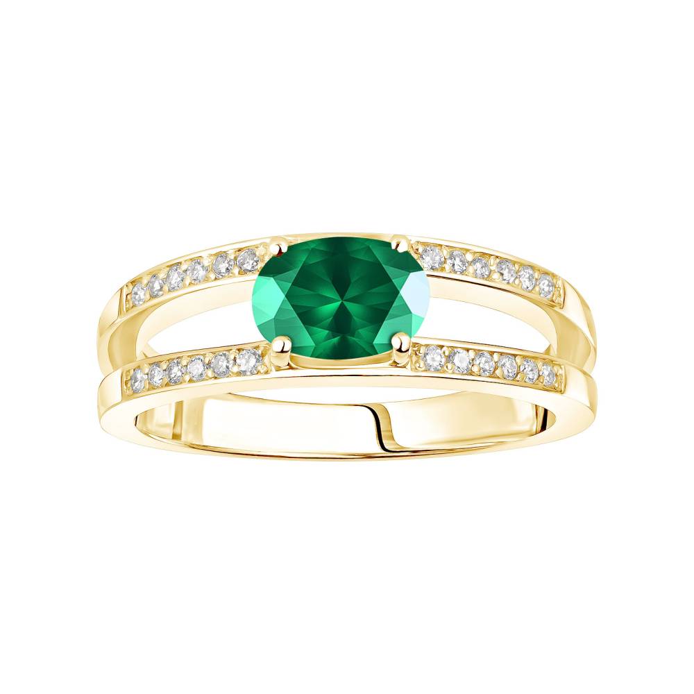 Ring Yellow gold Emerald and diamonds Cassandra 2