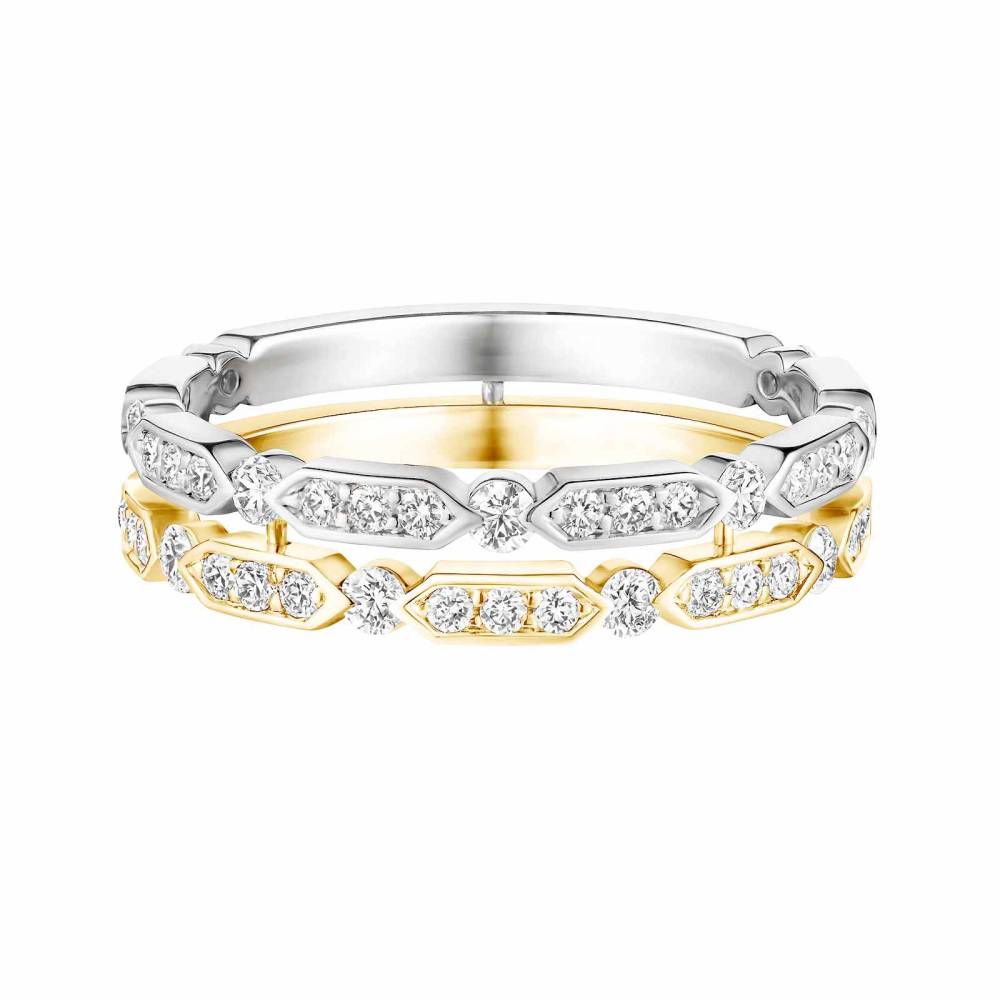 Bague Or blanc et jaune Diamant MET Duo Pavée 2