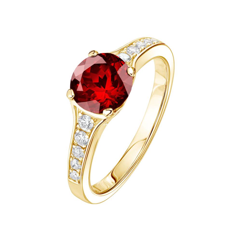 Ring Yellow gold Garnet and diamonds Victoria 2