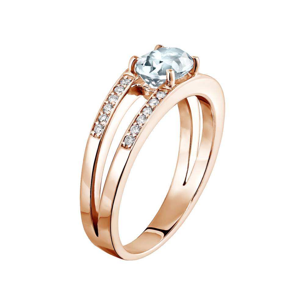 Ring Rose gold Aquamarine and diamonds Cassandra 3