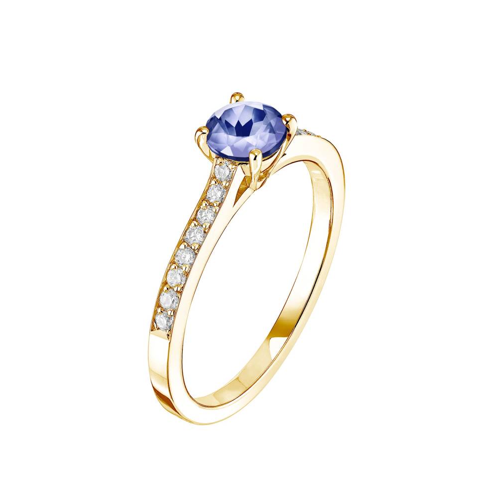 Bague Or jaune Tanzanite et diamants Little Lady Pavée 2