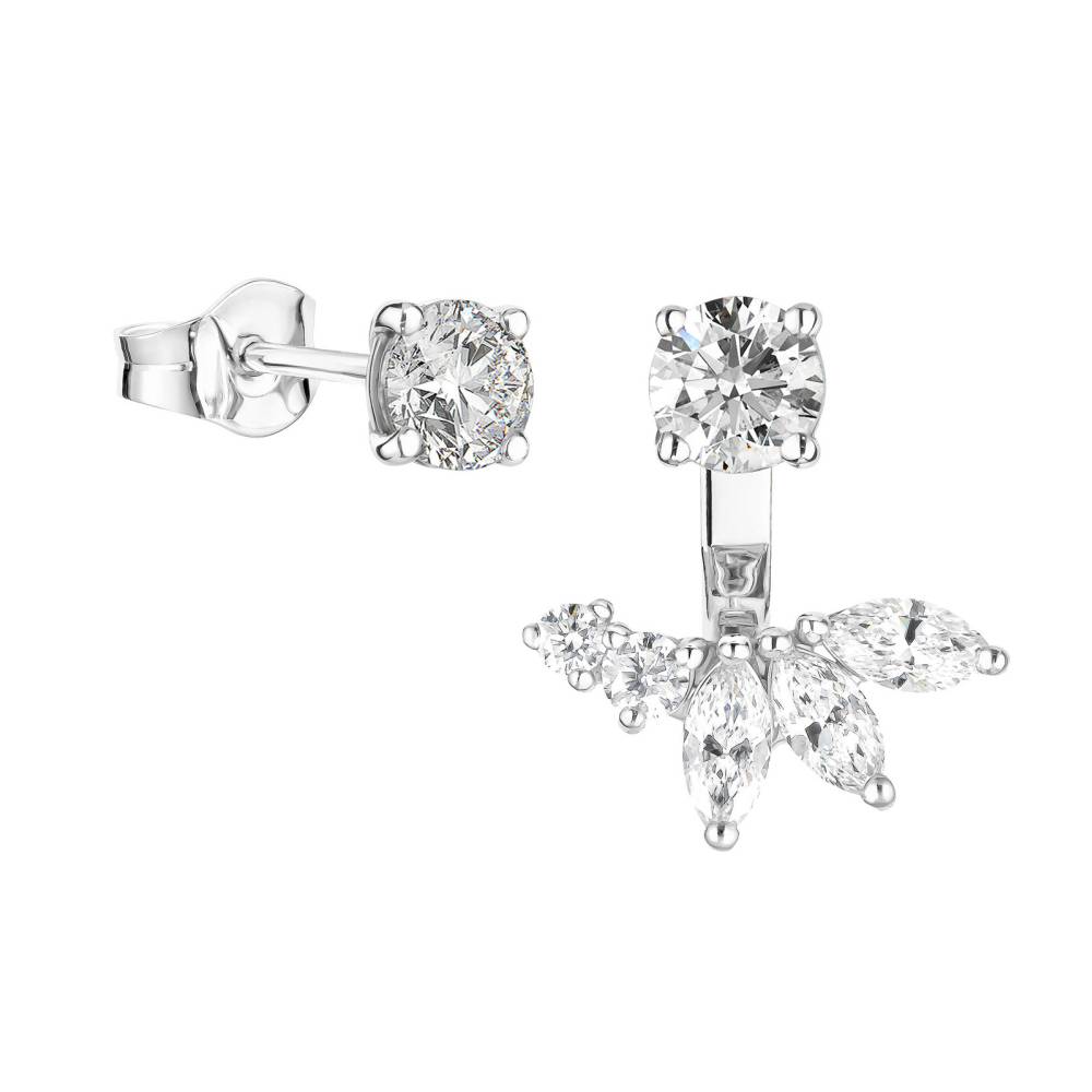 Boucles d'oreilles Or blanc Diamant EverBloom Asymétriques 2