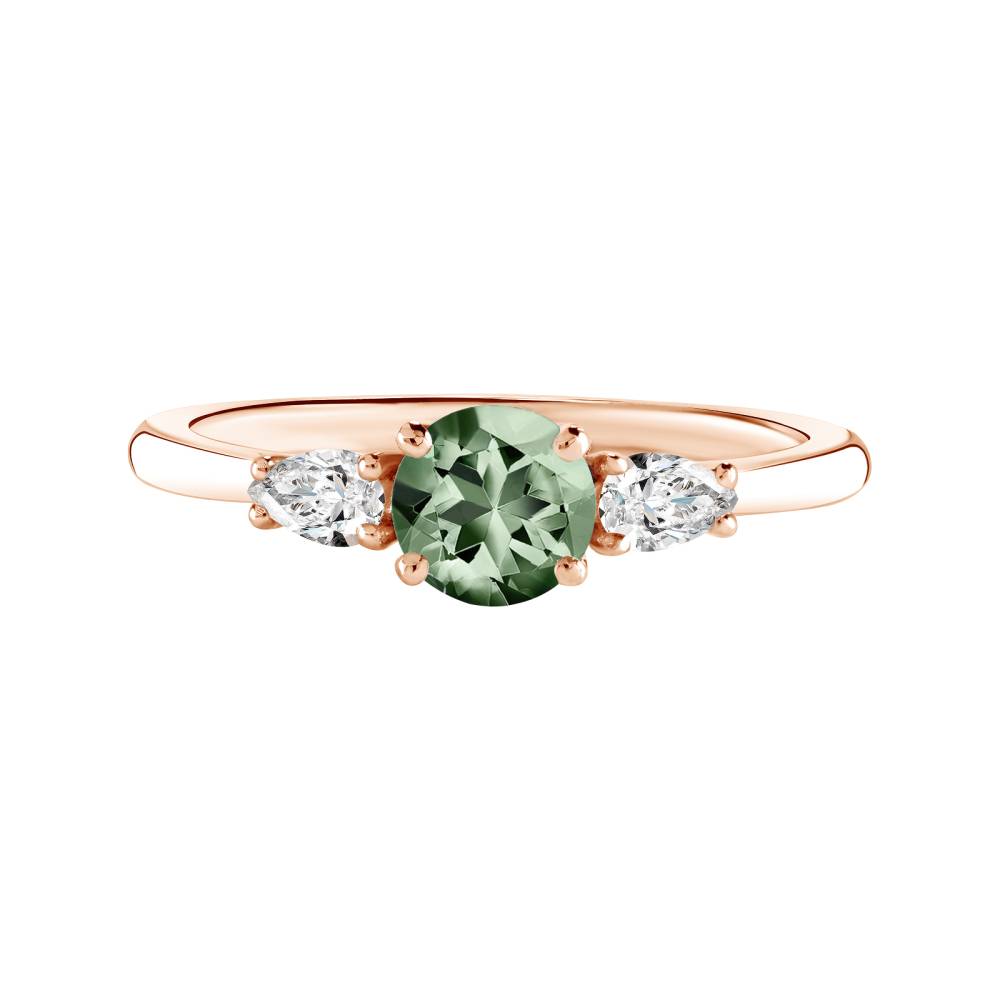 Bague Or rose Saphir Vert et diamants Little Lady Duo de Poires 2