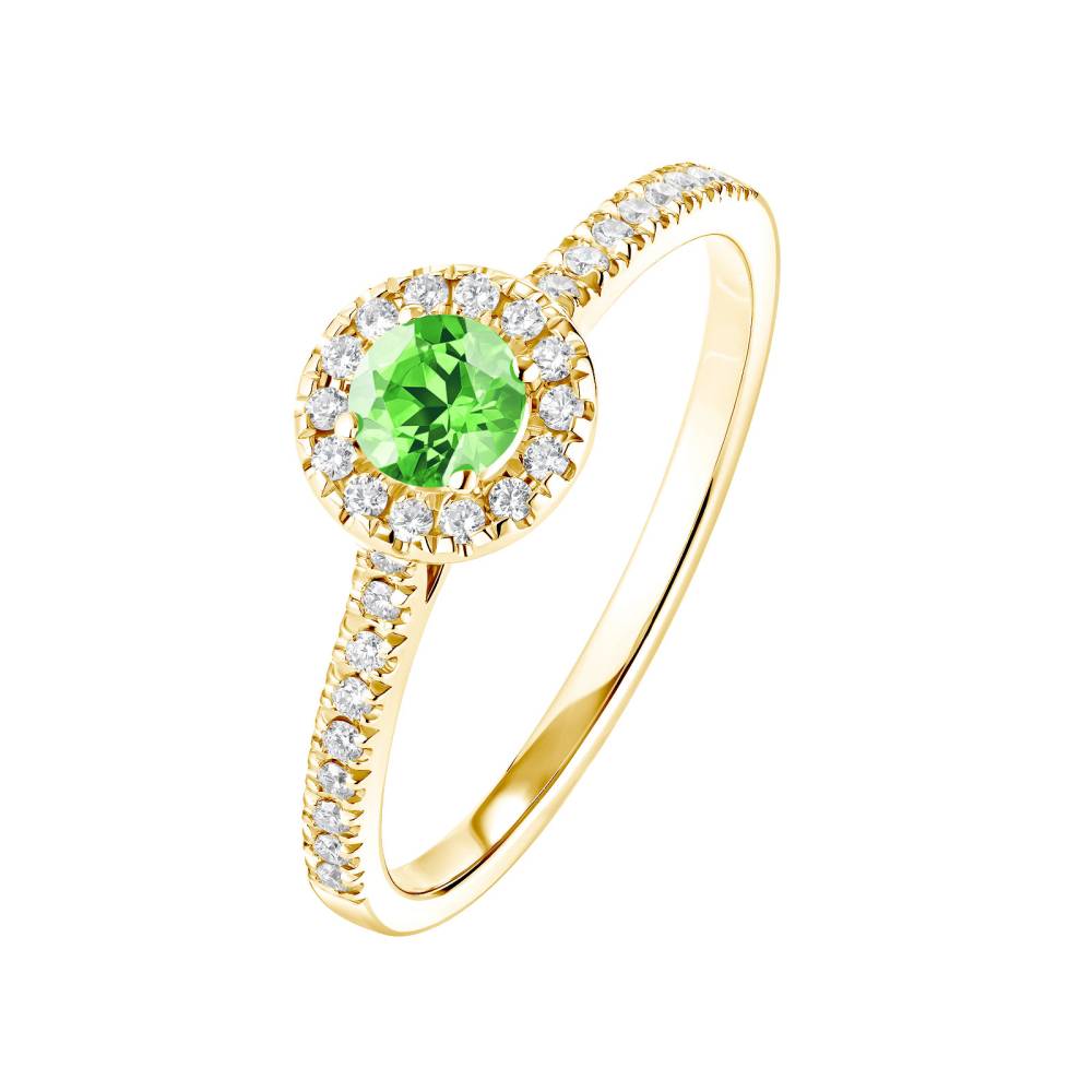 Ring Yellow gold Tsavorite and diamonds Rétromantique S Pavée 2