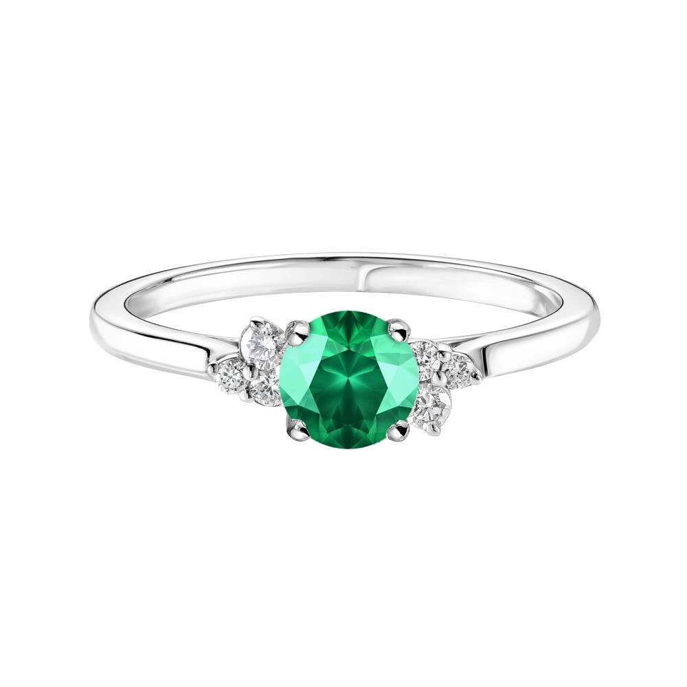 Ring White gold Emerald and diamonds Baby EverBloom 5 mm 2