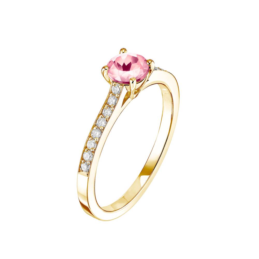 Ring Yellow gold Tourmaline and diamonds Little Lady Pavée 2