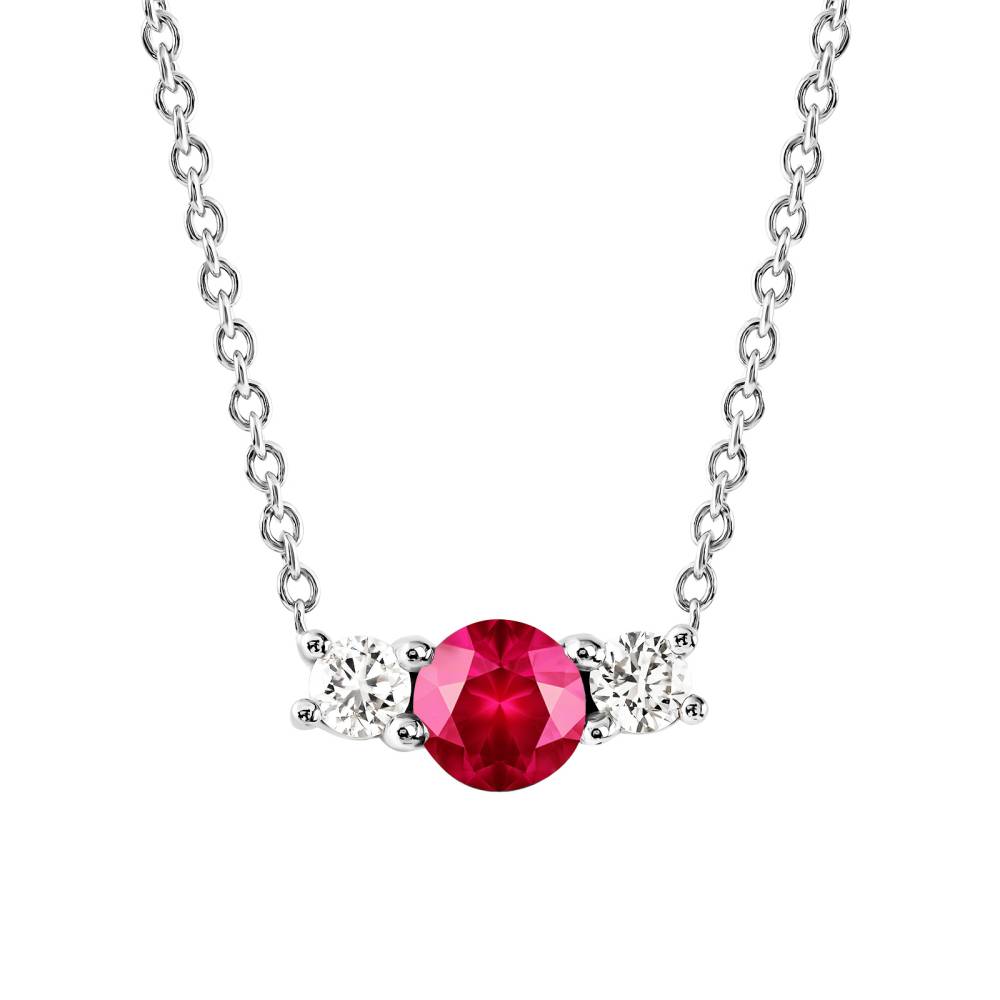 Pendentif Or blanc Rubis et diamants Lady Duo 2