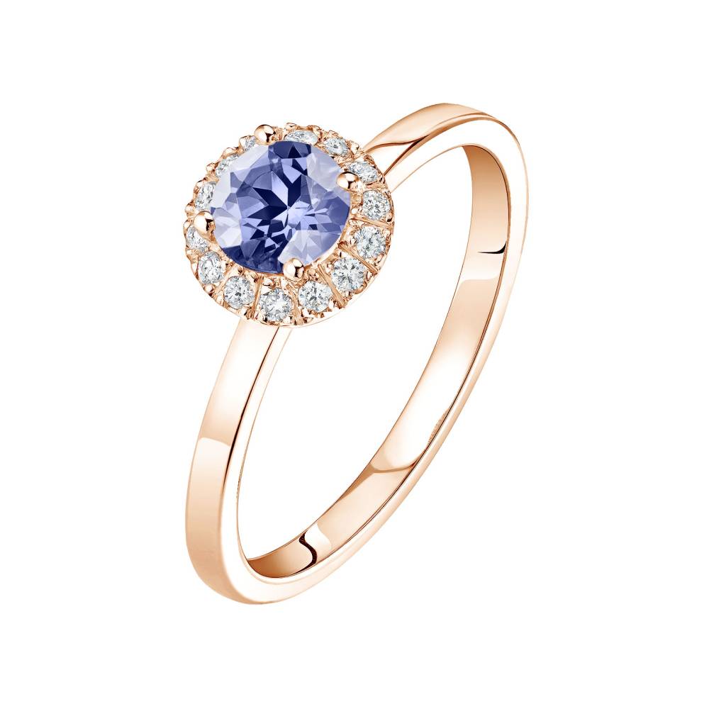 Bague Or rose Tanzanite et diamants Rétromantique M 2