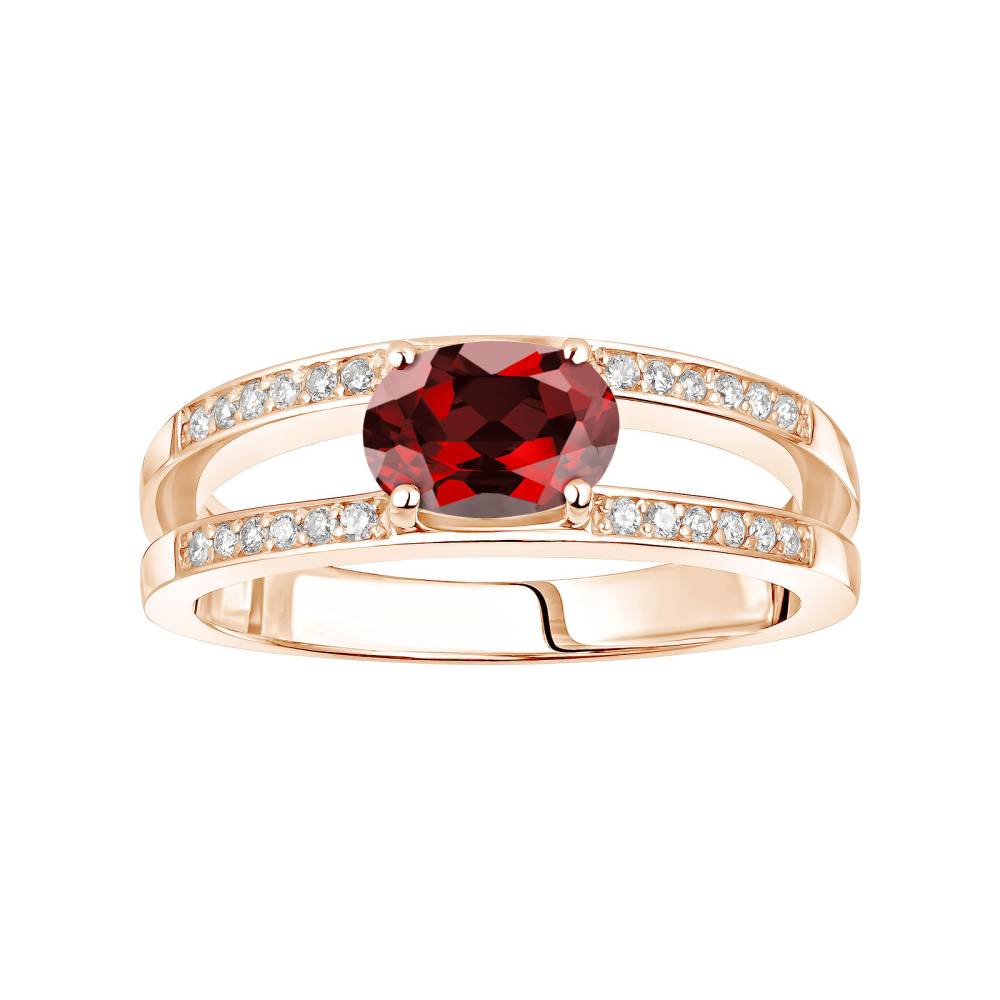 Bague Or rose Grenat et diamants Cassandra 2