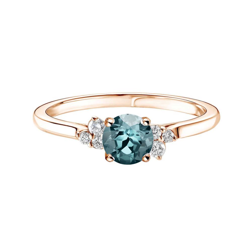 Ring Rose gold Blue Grey Sapphire and diamonds Baby EverBloom 5 mm 2