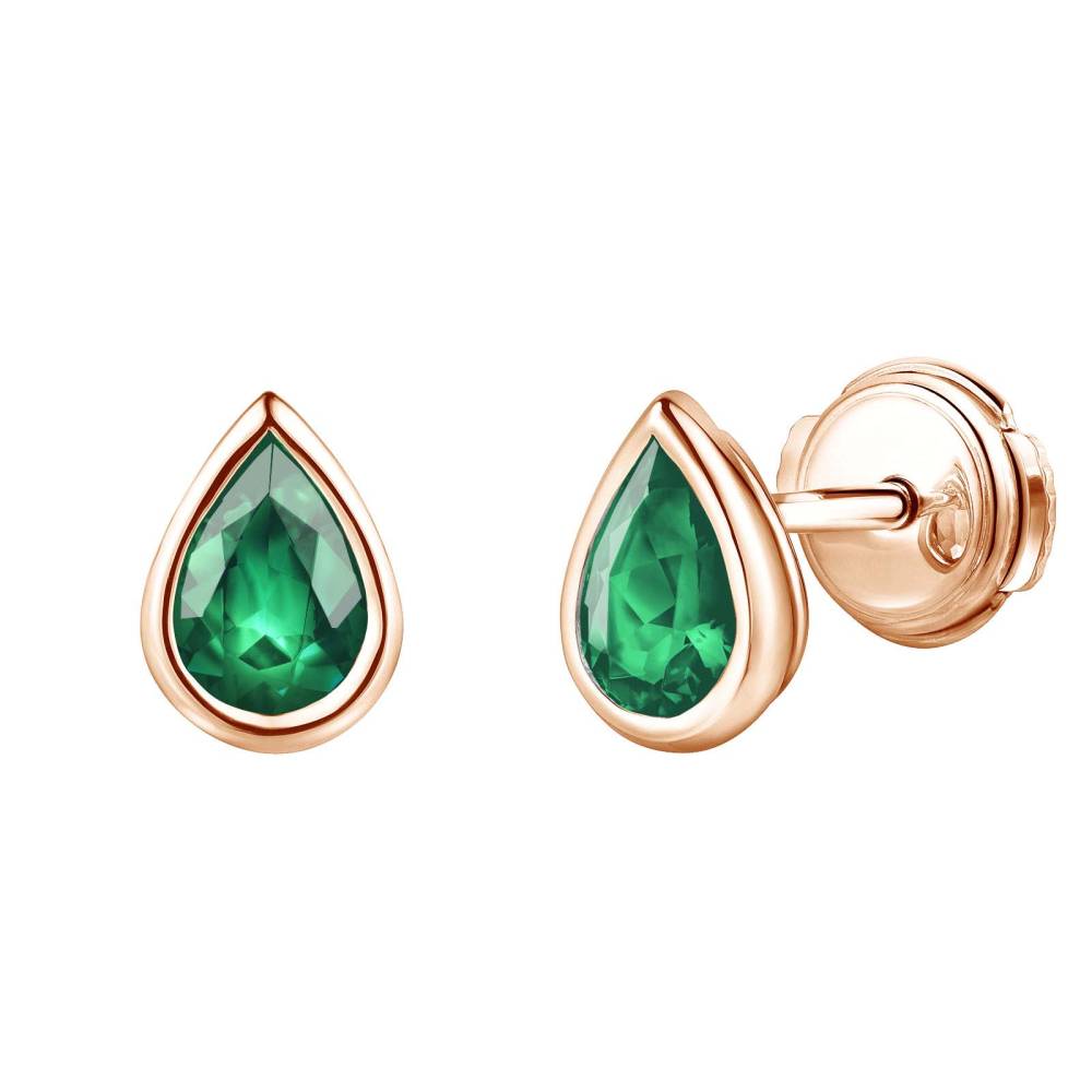 Earrings Rose gold Emerald Gemmyorama 2