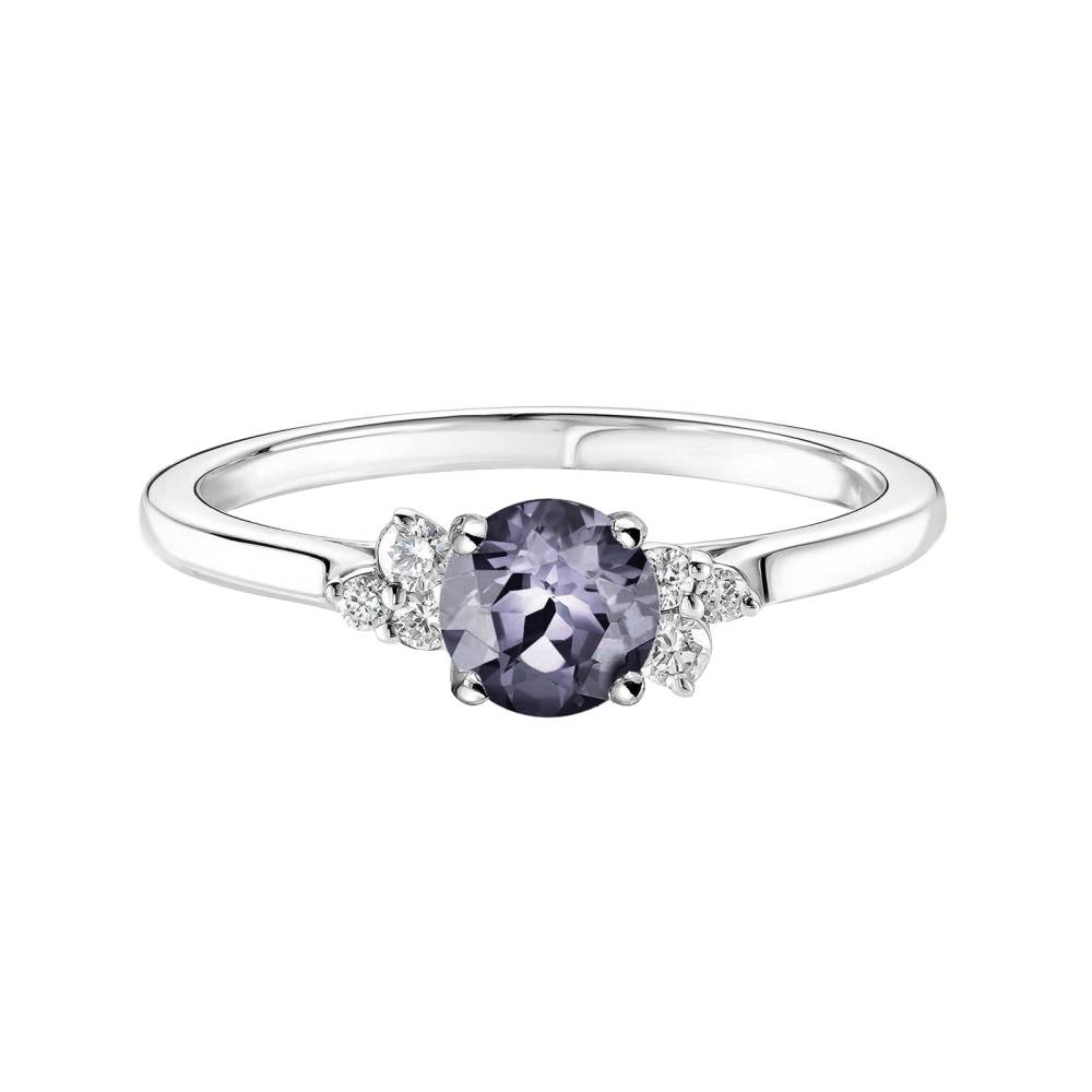 Ring White gold Grey Spinel and diamonds Baby EverBloom 5 mm 2