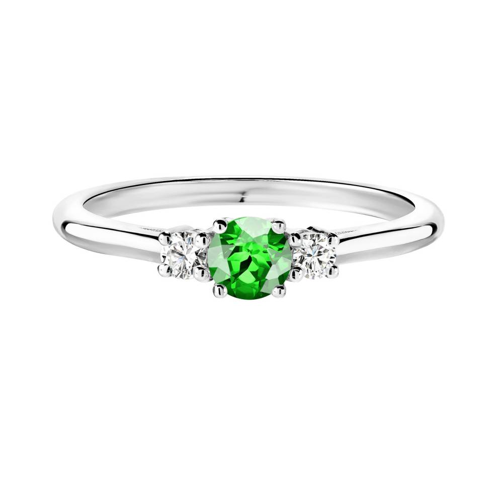 Ring Platinum Tsavorite and diamonds Baby Lady Duo 2