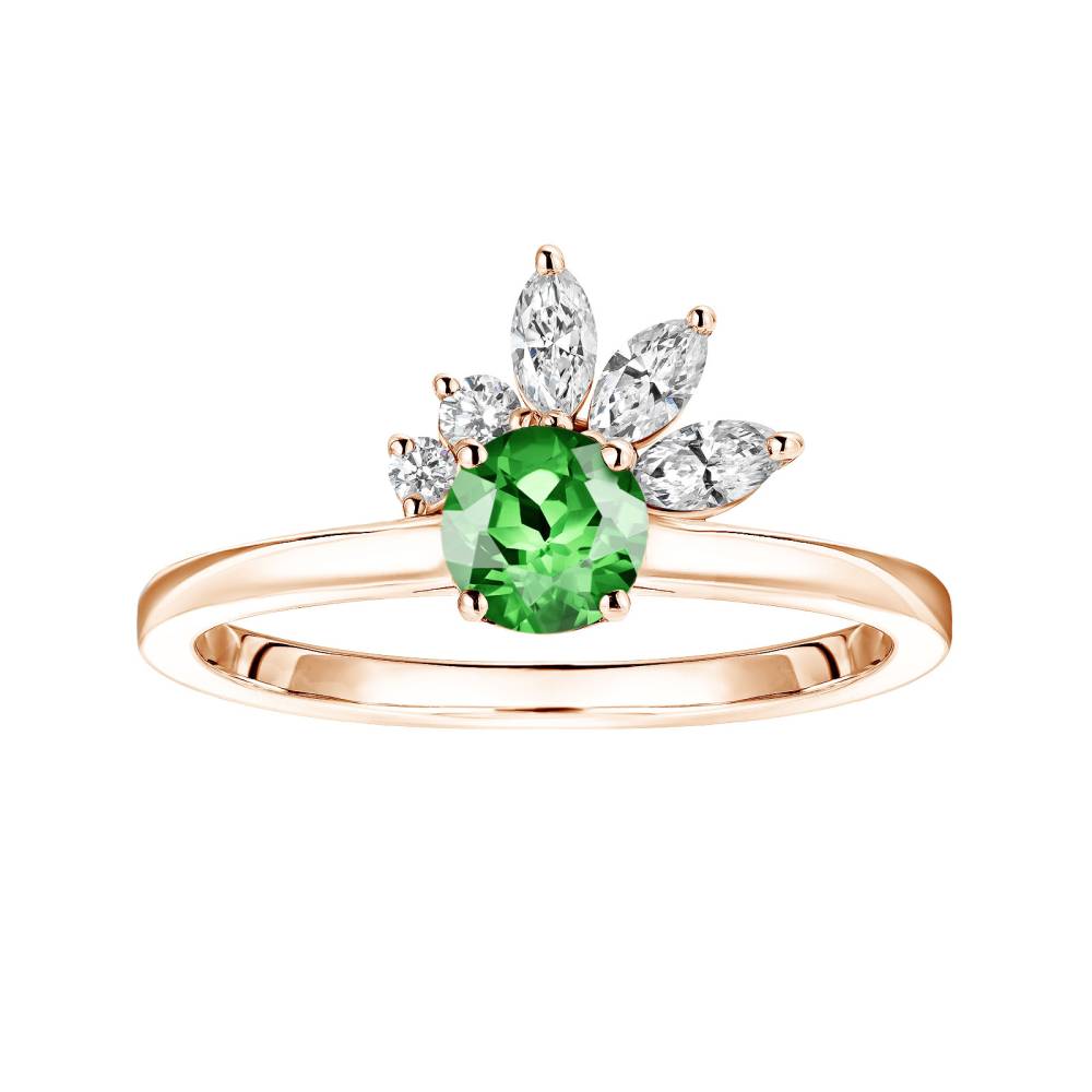 Ring Rose gold Tsavorite and diamonds Little EverBloom 2