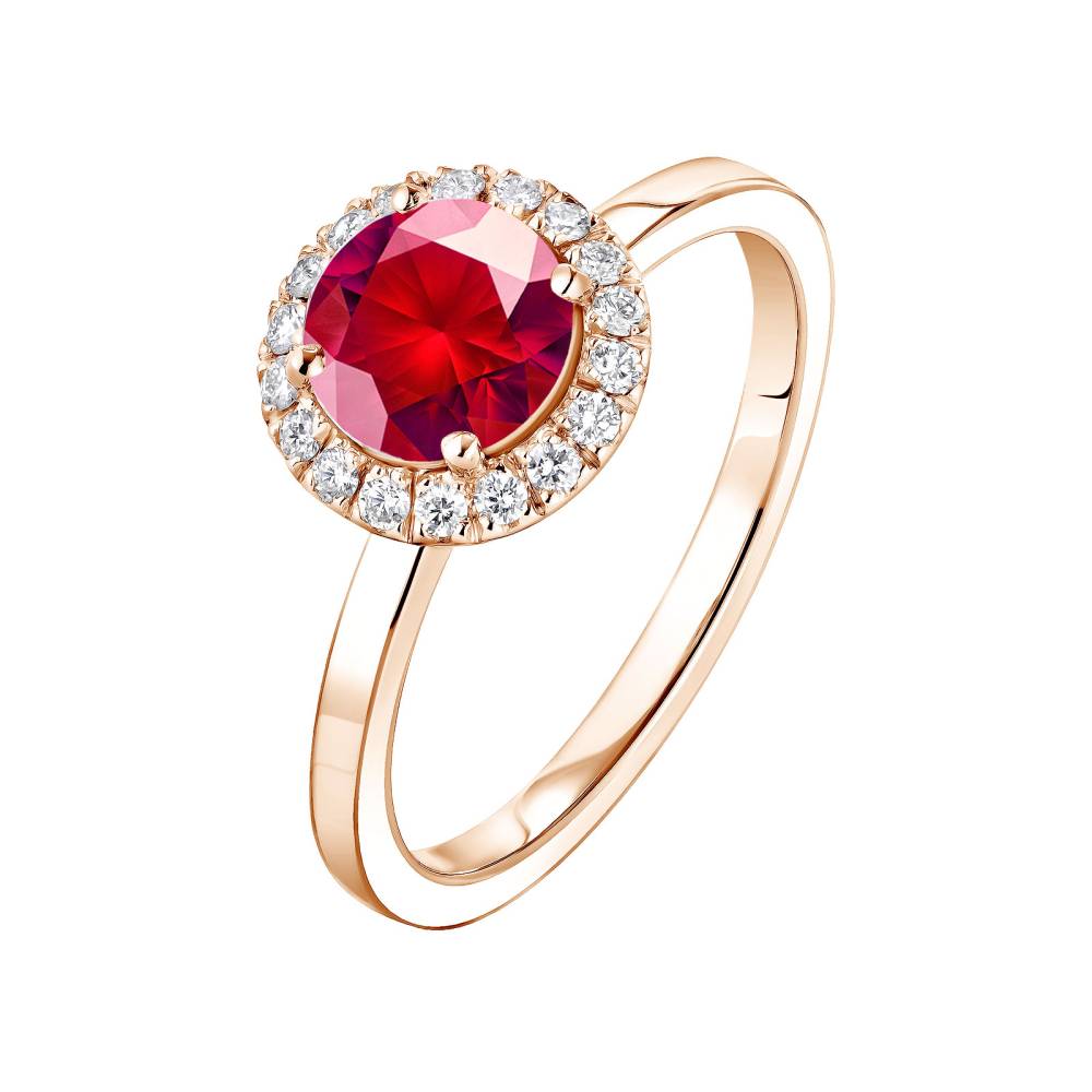 Bague Or rose Rubis et diamants Rétromantique L 2