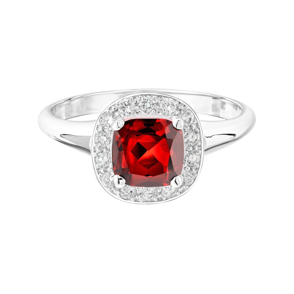 Ring Platinum Garnet and diamonds Mada 2