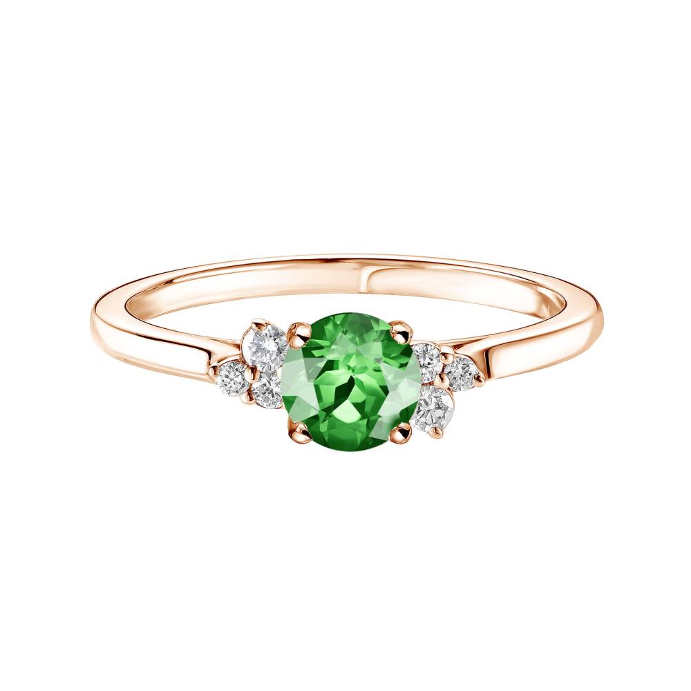 Bague Or rose Tsavorite et diamants Baby EverBloom 5 mm 2