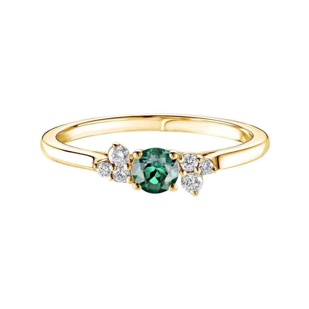 Ring Gelbgold Grüner Turmalin und diamanten Baby EverBloom 2