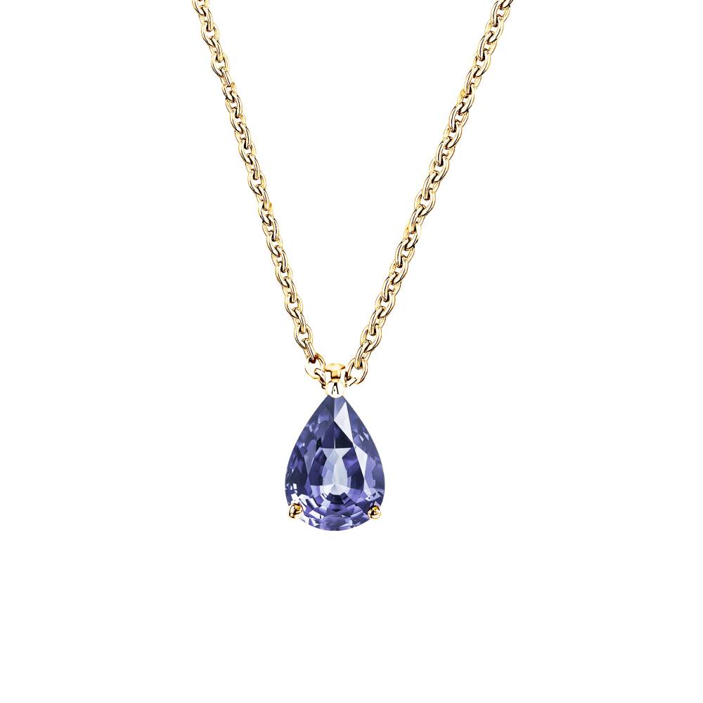 Pendant Yellow gold Tanzanite and diamonds Lady Poire M 2