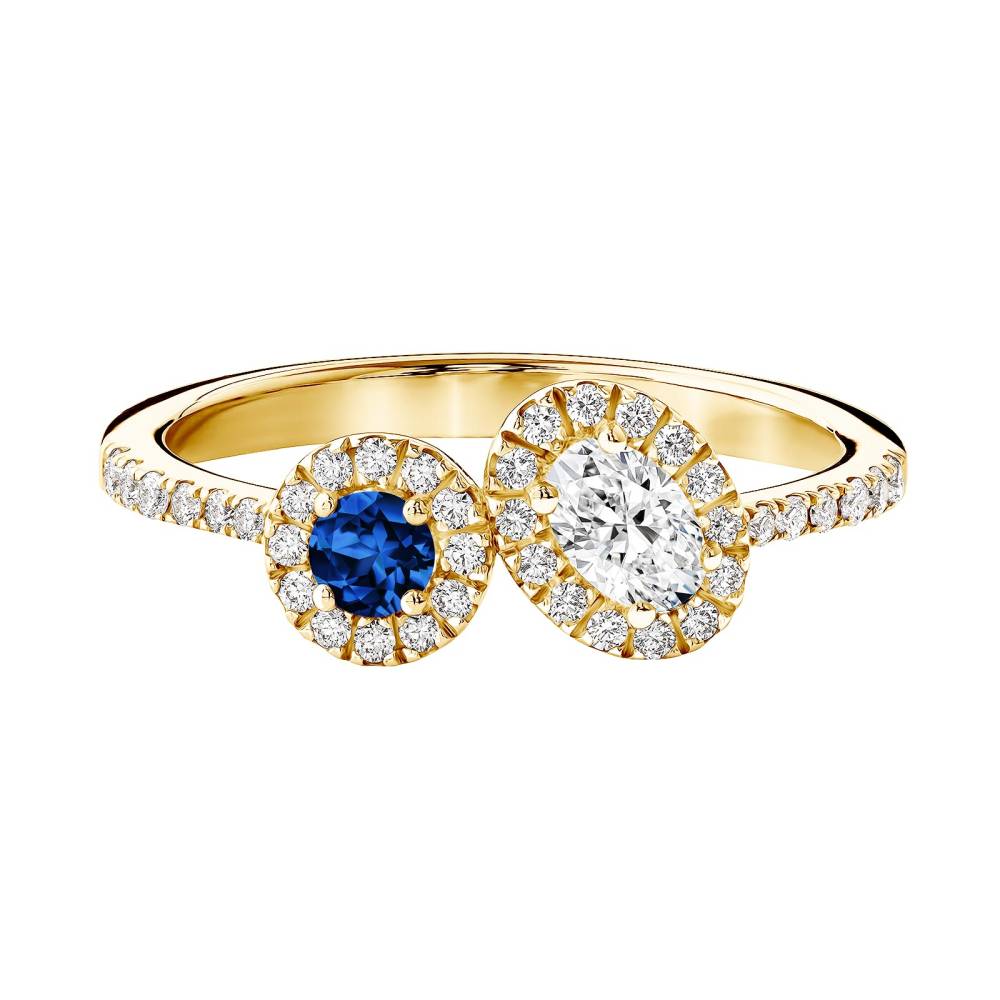 Ring Yellow gold Sapphire and diamonds AlterEgo Ovale 2