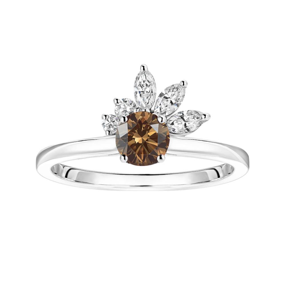 Ring White gold Chocolate Diamond and diamonds Little EverBloom 2