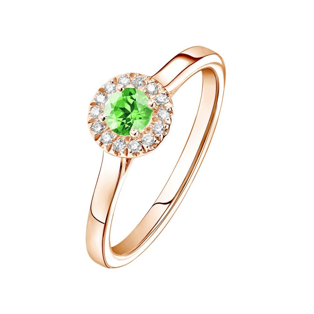 Bague Or rose Tsavorite et diamants Rétromantique S 2