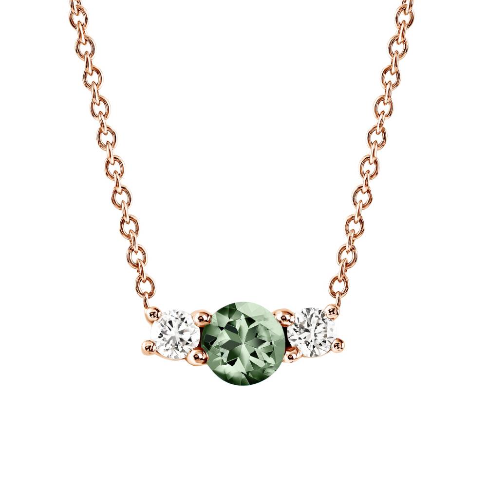 Pendentif Or rose Saphir Vert et diamants Lady Duo 2