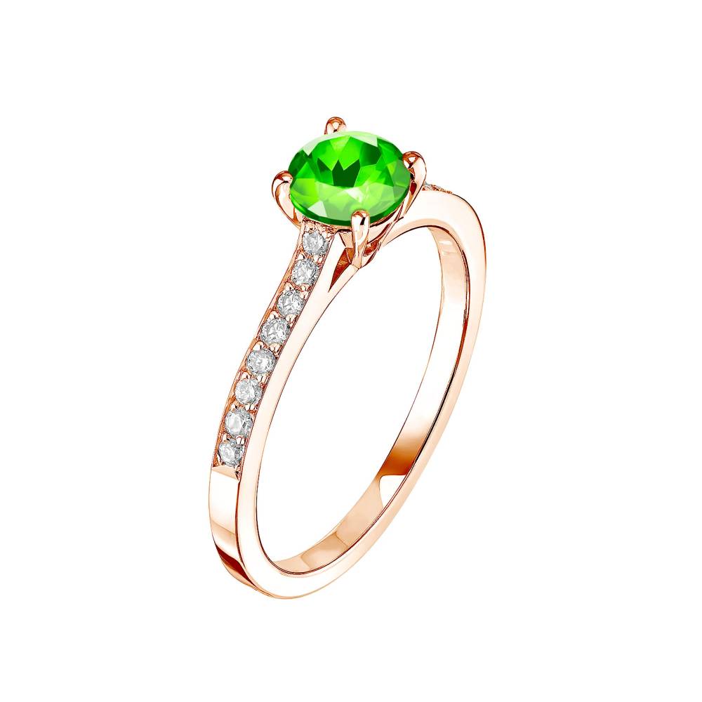 Ring Rose gold Tsavorite and diamonds Lady Pavée 2