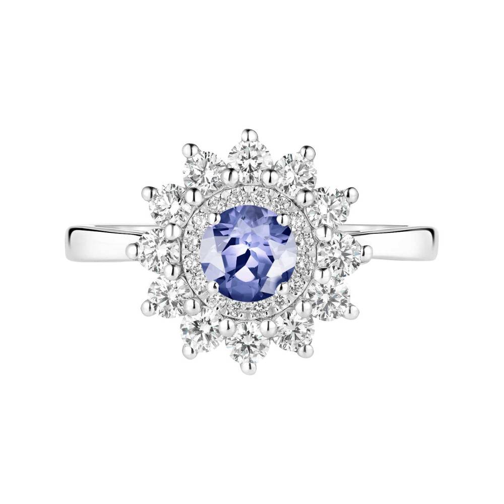 Ring White gold Tanzanite and diamonds Lefkos 5 mm 2