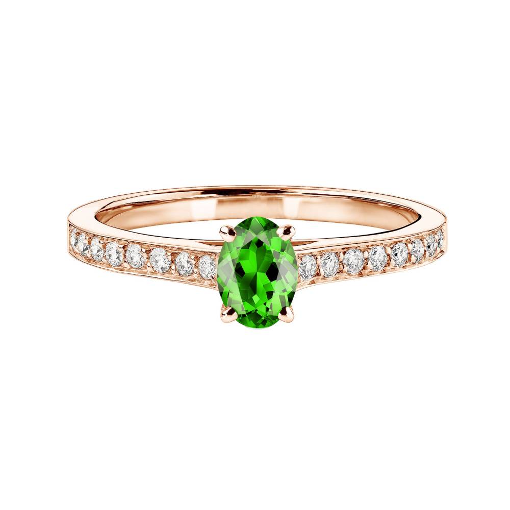 Ring Rose gold Tsavorite and diamonds Lady Ovale Pavée 2