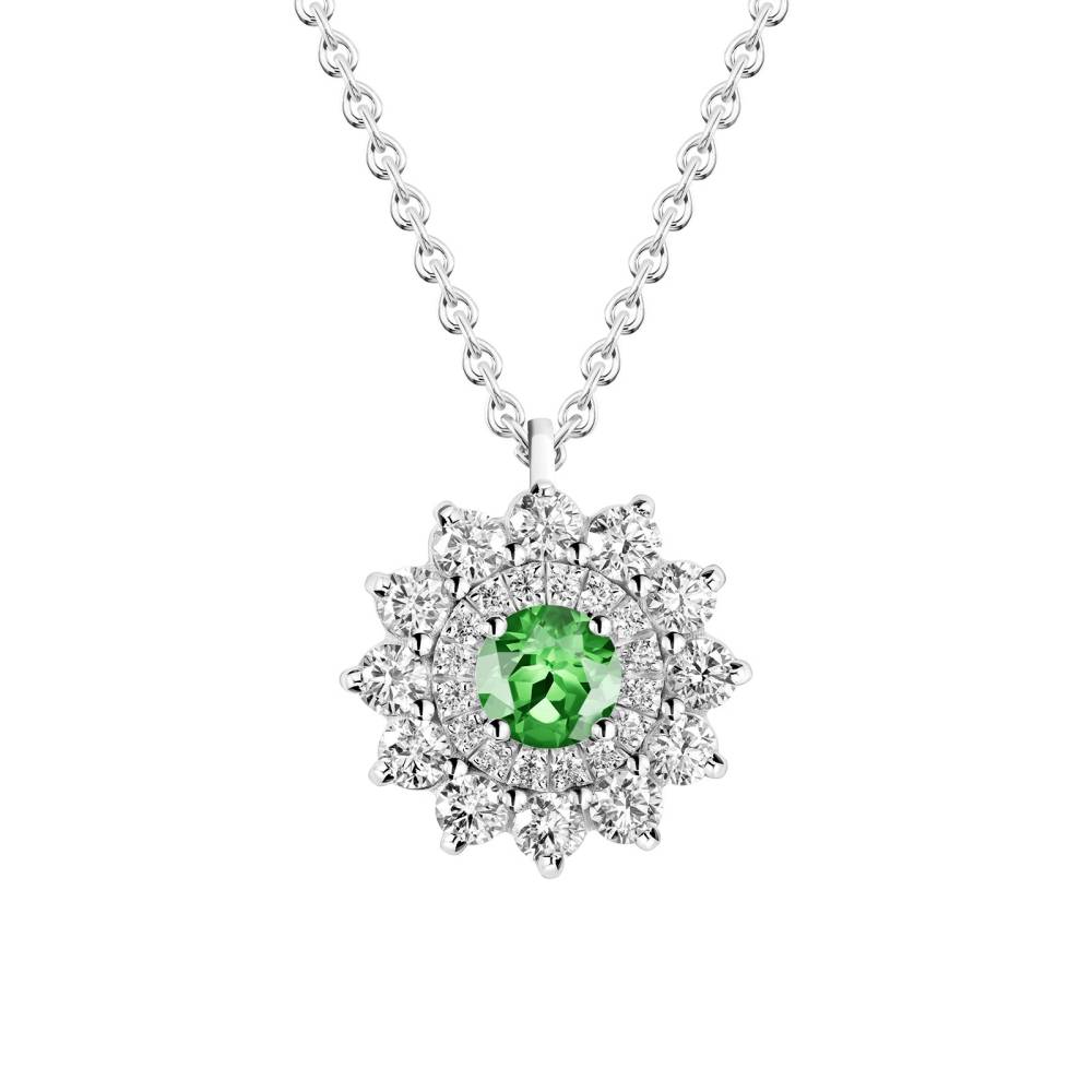 Pendentif Or blanc Tsavorite et diamants Lefkos 2