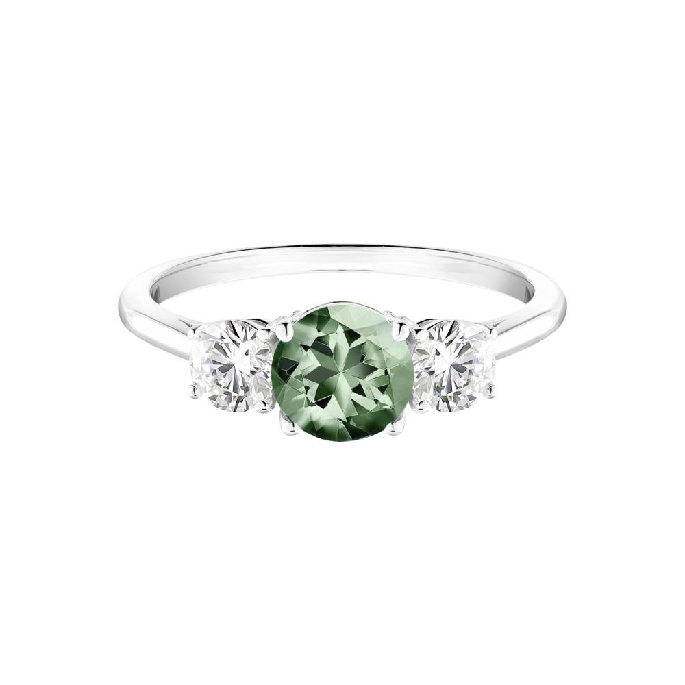 Bague Or blanc Saphir Vert Little Lady Duo 2