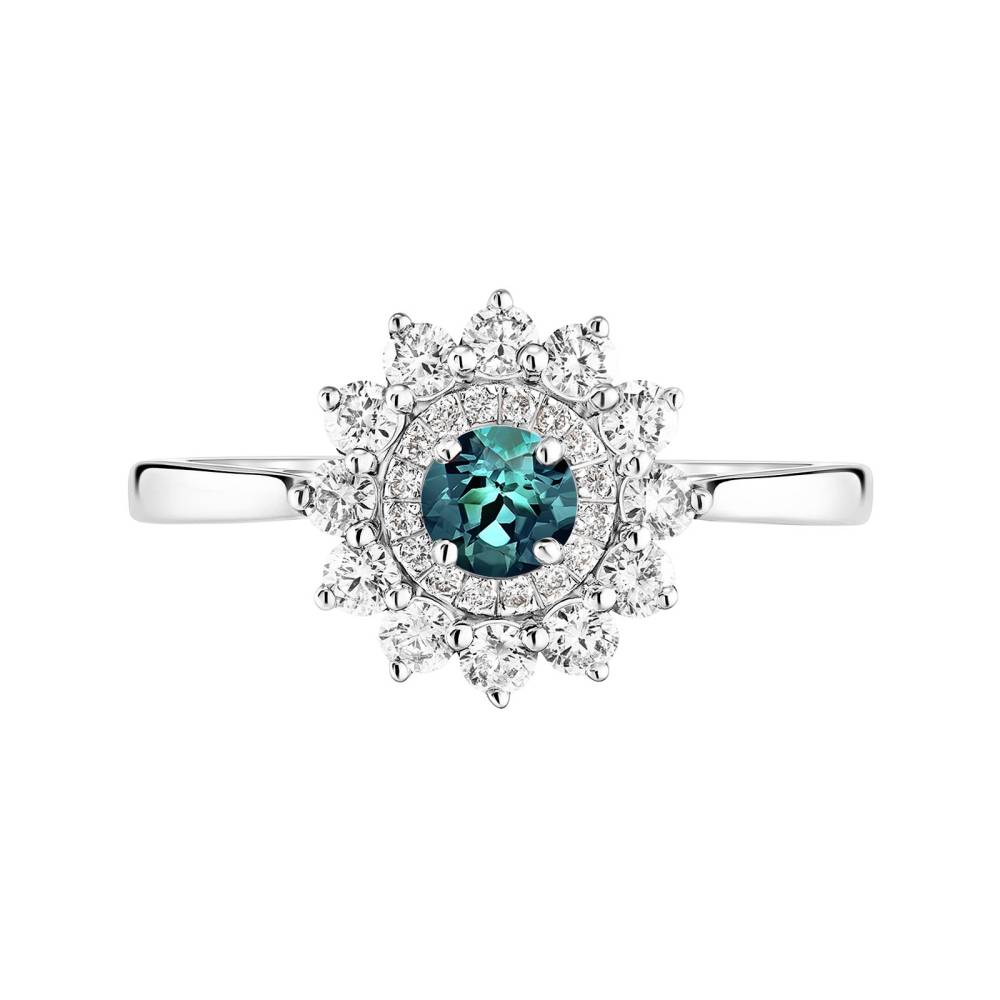 Ring White gold Teal Sapphire Lefkos 4 mm 2