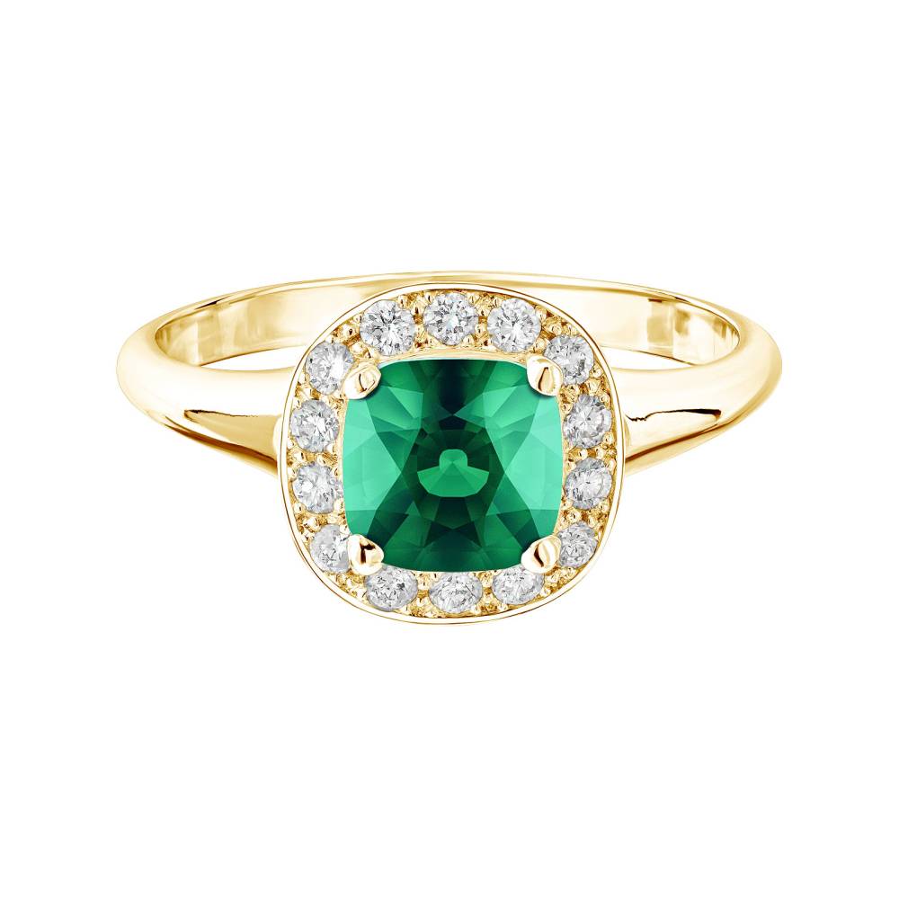 Ring Yellow gold Emerald and diamonds Mada 2