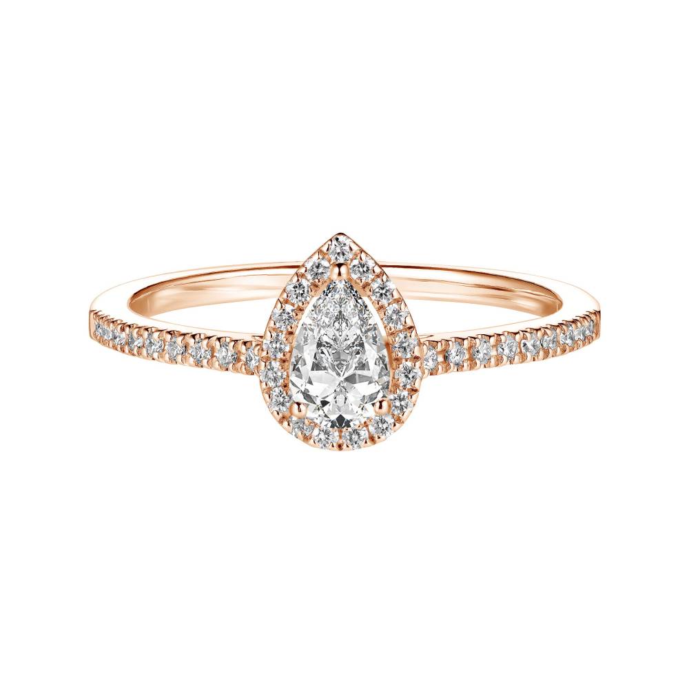 Ring Rose gold Diamond Baby Rétromantique Poire Pavée 2