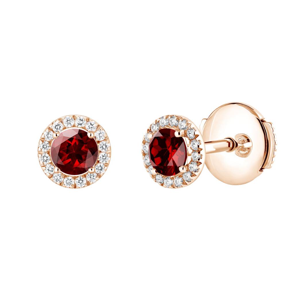 Earrings Rose gold Garnet and diamonds Rétromantique S 2