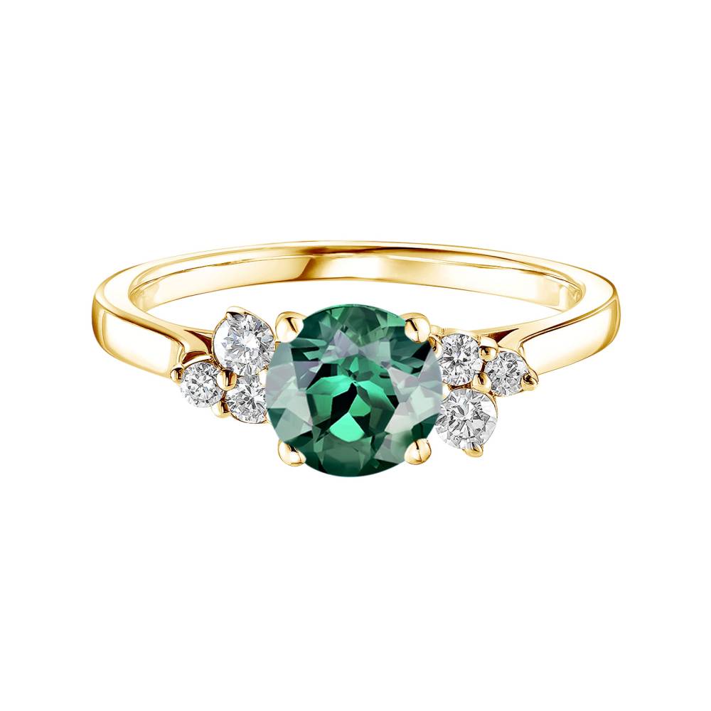 Ring Yellow gold Green Tourmaline and diamonds Baby EverBloom 6 mm 2