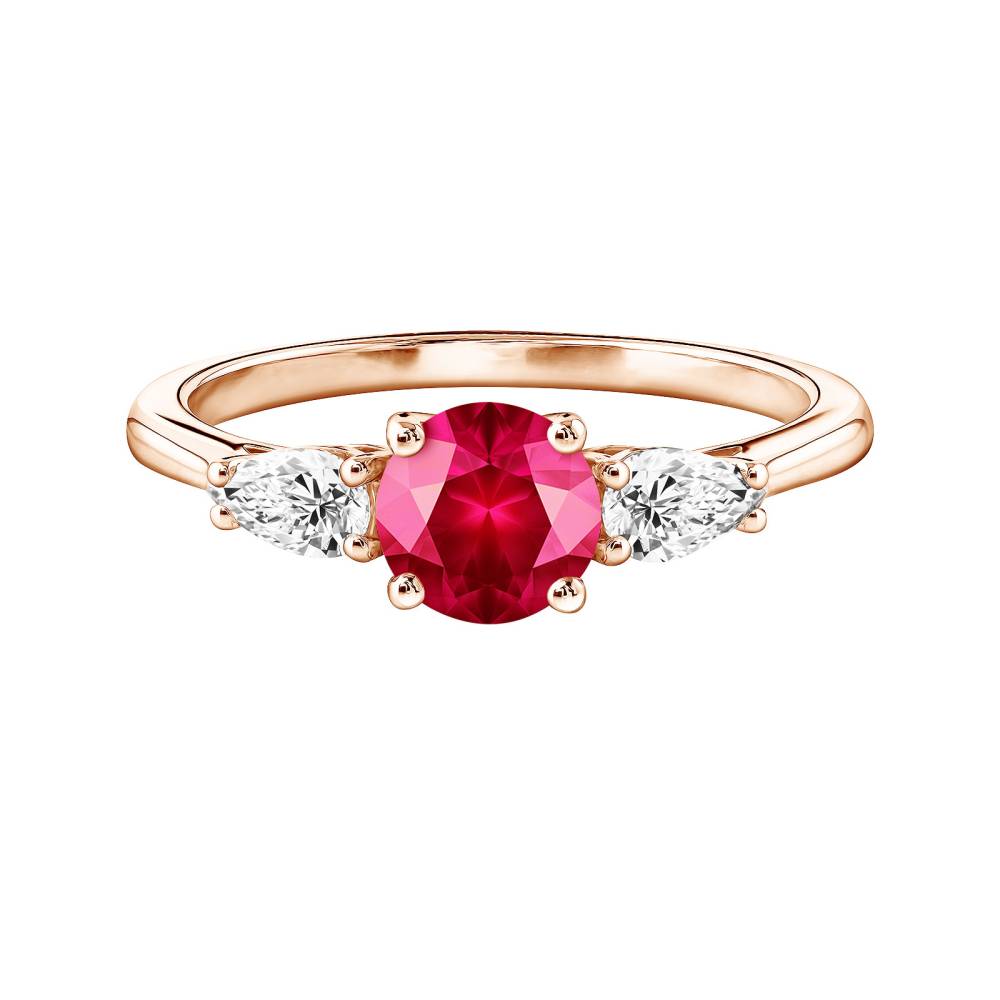 Ring Rose gold Ruby and diamonds Lady Duo de Poires 2