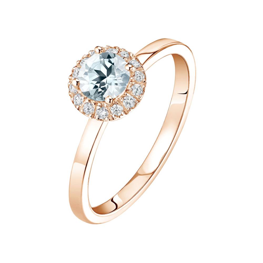 Ring Rose gold Aquamarine and diamonds Rétromantique M 2