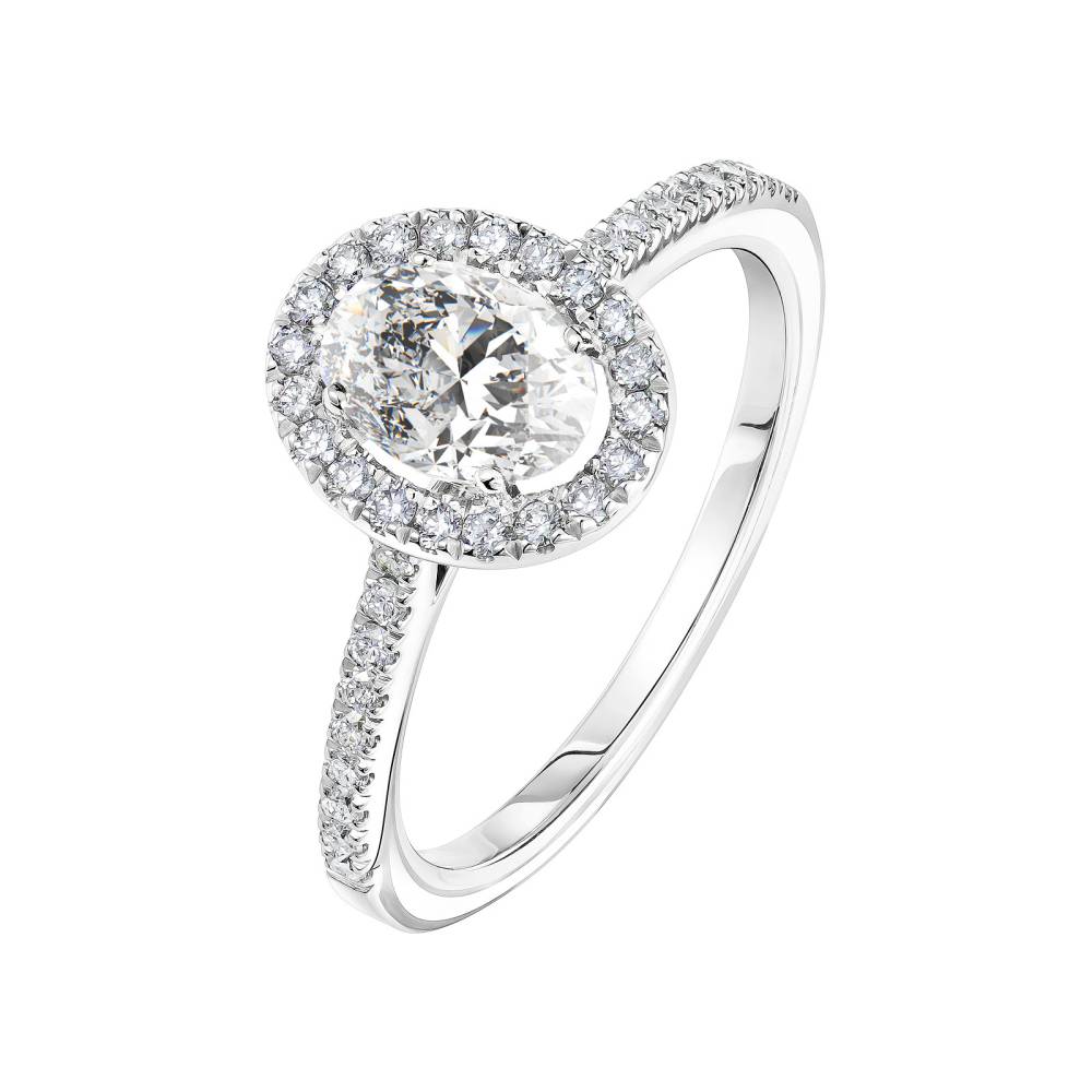 Ring White gold Diamond Rétromantique Ovale Pavée 2