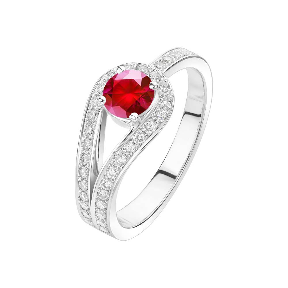 Ring White gold Ruby and diamonds Romy 2