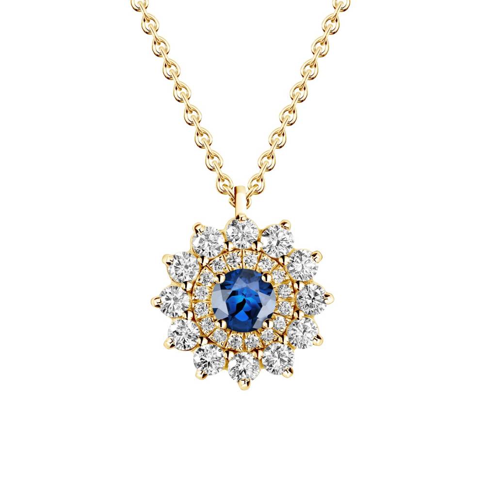 Pendant Yellow gold Sapphire and diamonds Lefkos 2