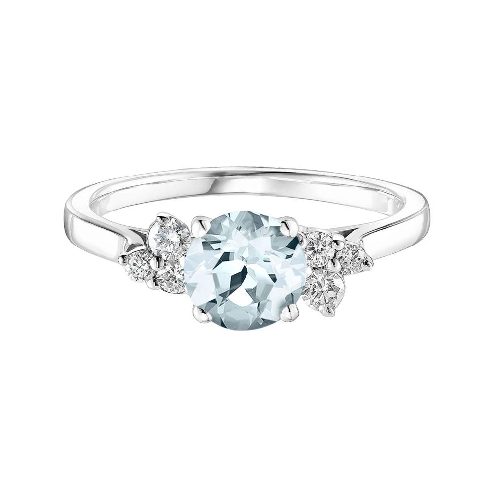 Ring Platin Aquamarin und diamanten Baby EverBloom 6 mm 2