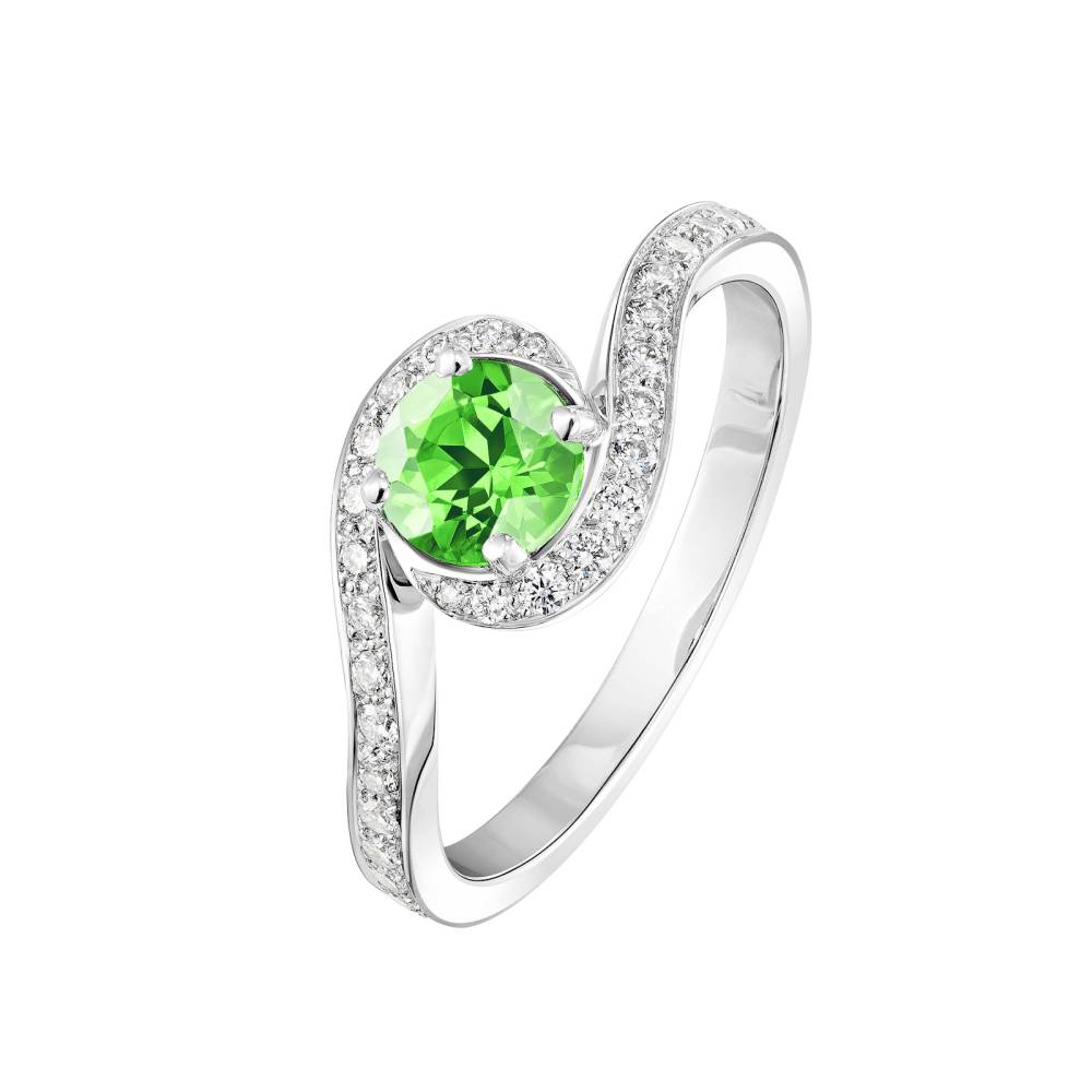 Ring White gold Tsavorite and diamonds Amelia 2