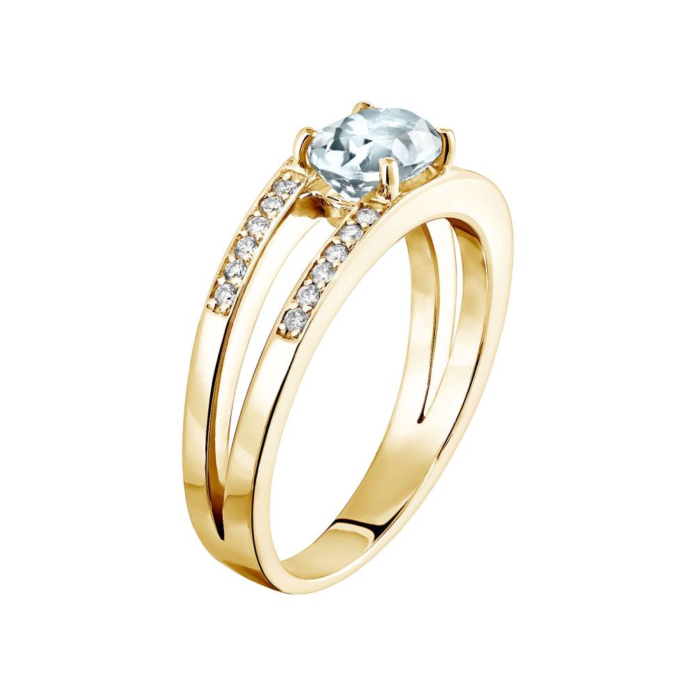 Ring Gelbgold Aquamarin und diamanten Cassandra 3